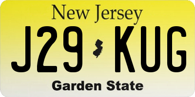 NJ license plate J29KUG