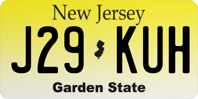 NJ license plate J29KUH