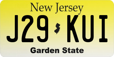 NJ license plate J29KUI