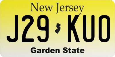 NJ license plate J29KUO