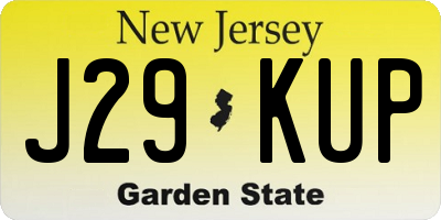 NJ license plate J29KUP