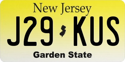 NJ license plate J29KUS