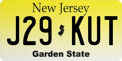 NJ license plate J29KUT