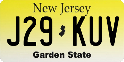 NJ license plate J29KUV