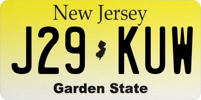 NJ license plate J29KUW