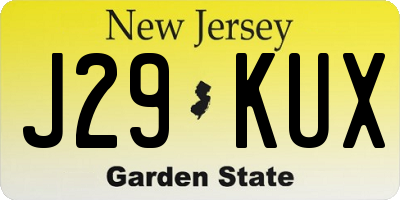NJ license plate J29KUX