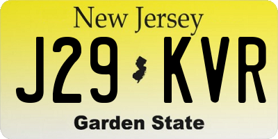 NJ license plate J29KVR