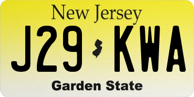 NJ license plate J29KWA