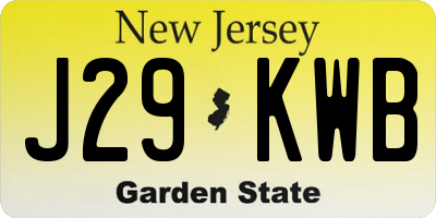 NJ license plate J29KWB