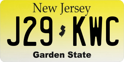 NJ license plate J29KWC