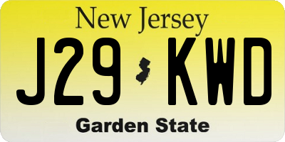 NJ license plate J29KWD
