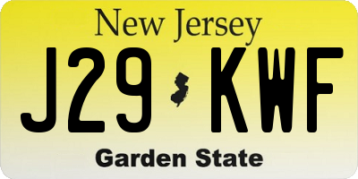 NJ license plate J29KWF