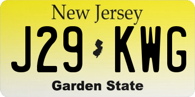 NJ license plate J29KWG