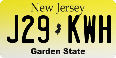 NJ license plate J29KWH