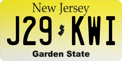 NJ license plate J29KWI