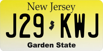 NJ license plate J29KWJ