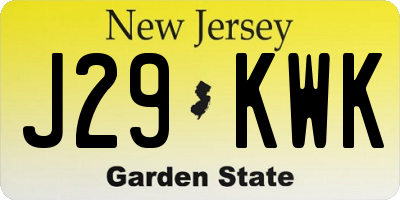 NJ license plate J29KWK