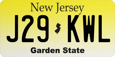 NJ license plate J29KWL