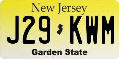 NJ license plate J29KWM