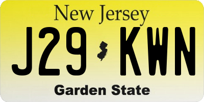 NJ license plate J29KWN