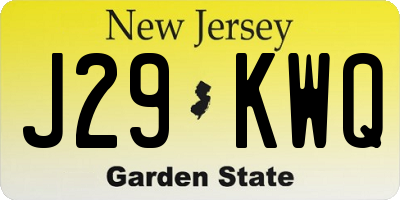 NJ license plate J29KWQ