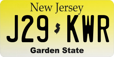 NJ license plate J29KWR