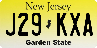 NJ license plate J29KXA