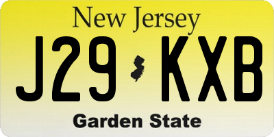 NJ license plate J29KXB