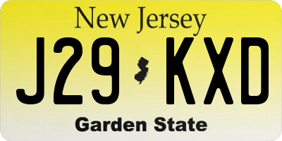 NJ license plate J29KXD