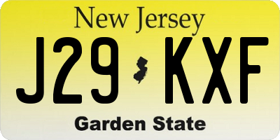 NJ license plate J29KXF