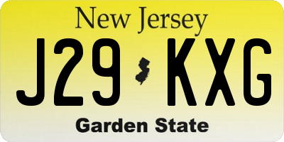 NJ license plate J29KXG