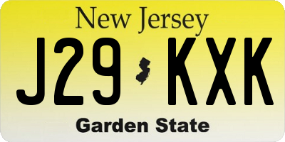 NJ license plate J29KXK