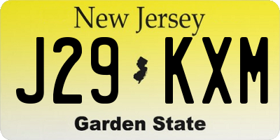 NJ license plate J29KXM