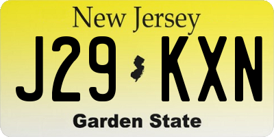NJ license plate J29KXN