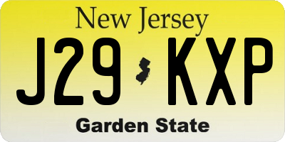 NJ license plate J29KXP