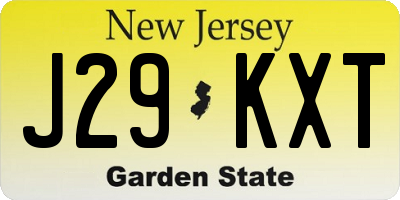 NJ license plate J29KXT