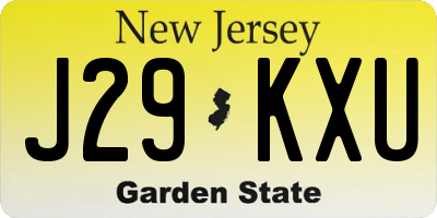 NJ license plate J29KXU