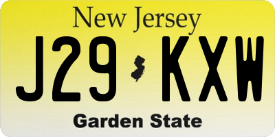 NJ license plate J29KXW