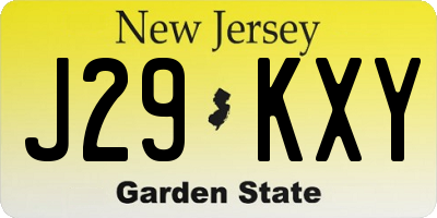 NJ license plate J29KXY