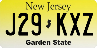 NJ license plate J29KXZ