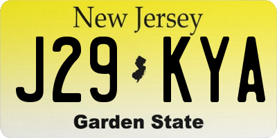 NJ license plate J29KYA
