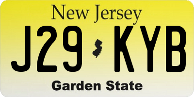 NJ license plate J29KYB