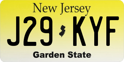NJ license plate J29KYF