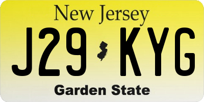NJ license plate J29KYG