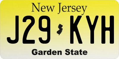NJ license plate J29KYH