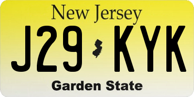 NJ license plate J29KYK