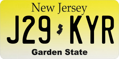 NJ license plate J29KYR