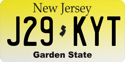 NJ license plate J29KYT