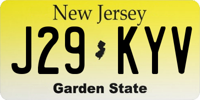 NJ license plate J29KYV