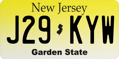 NJ license plate J29KYW